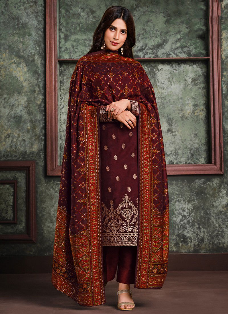 VIPUL ROYAL WEAVE BANDHEJ Festive Wear Silk Jacquard Heavy Work Salwar Suit Collection